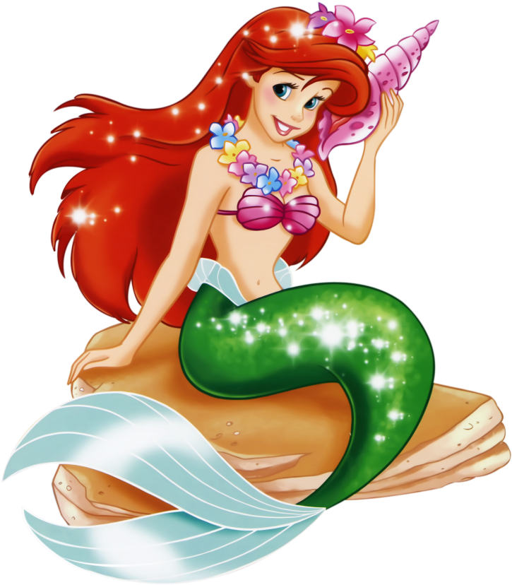 A Cartoon Of A Mermaid Holding A Seashell