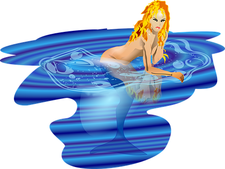 A Mermaid In A Pool Of Water