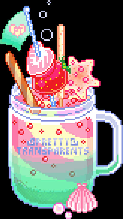 Mermy Kind Of Parfait - Pastel Food Pixel Art, Hd Png Download