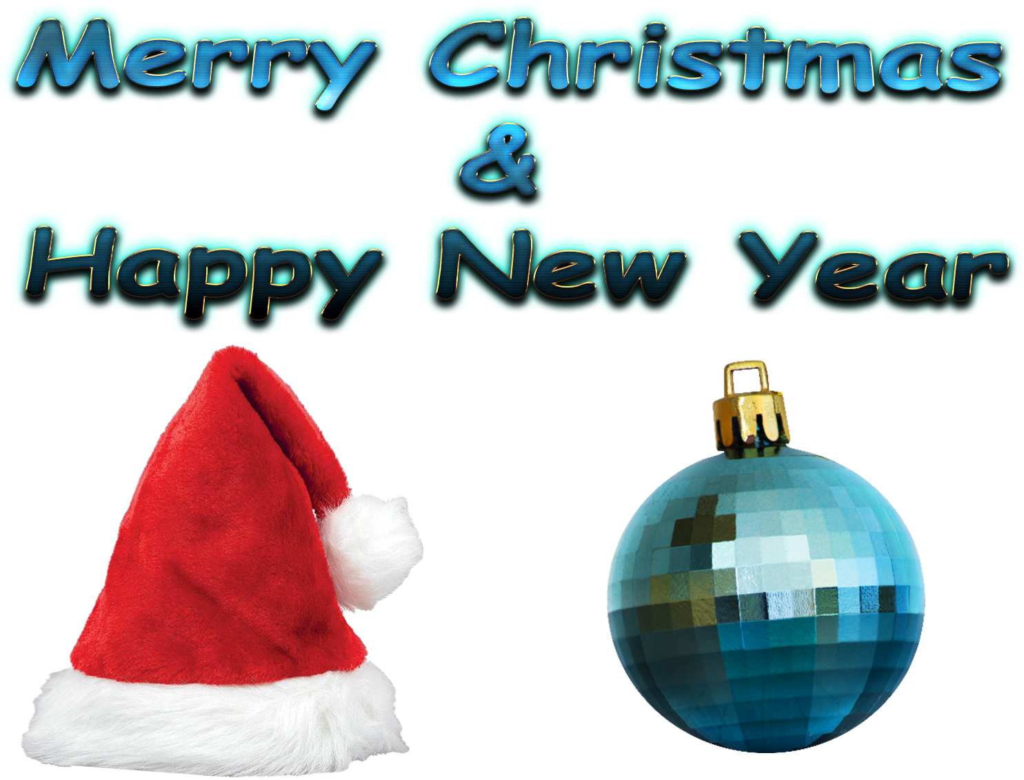 Merry Christmas And Happy New Year Ornament And Hat