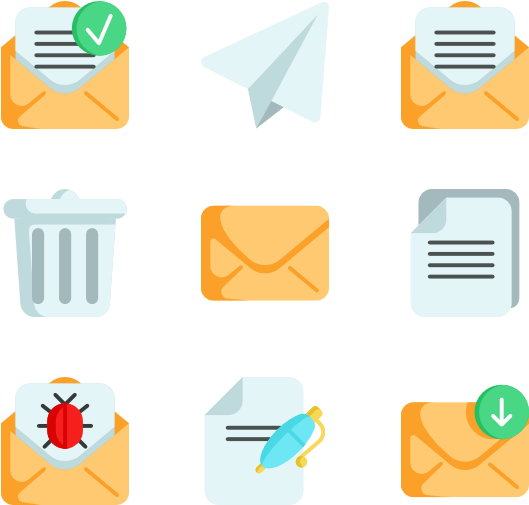 A Group Of Icons Of Envelopes