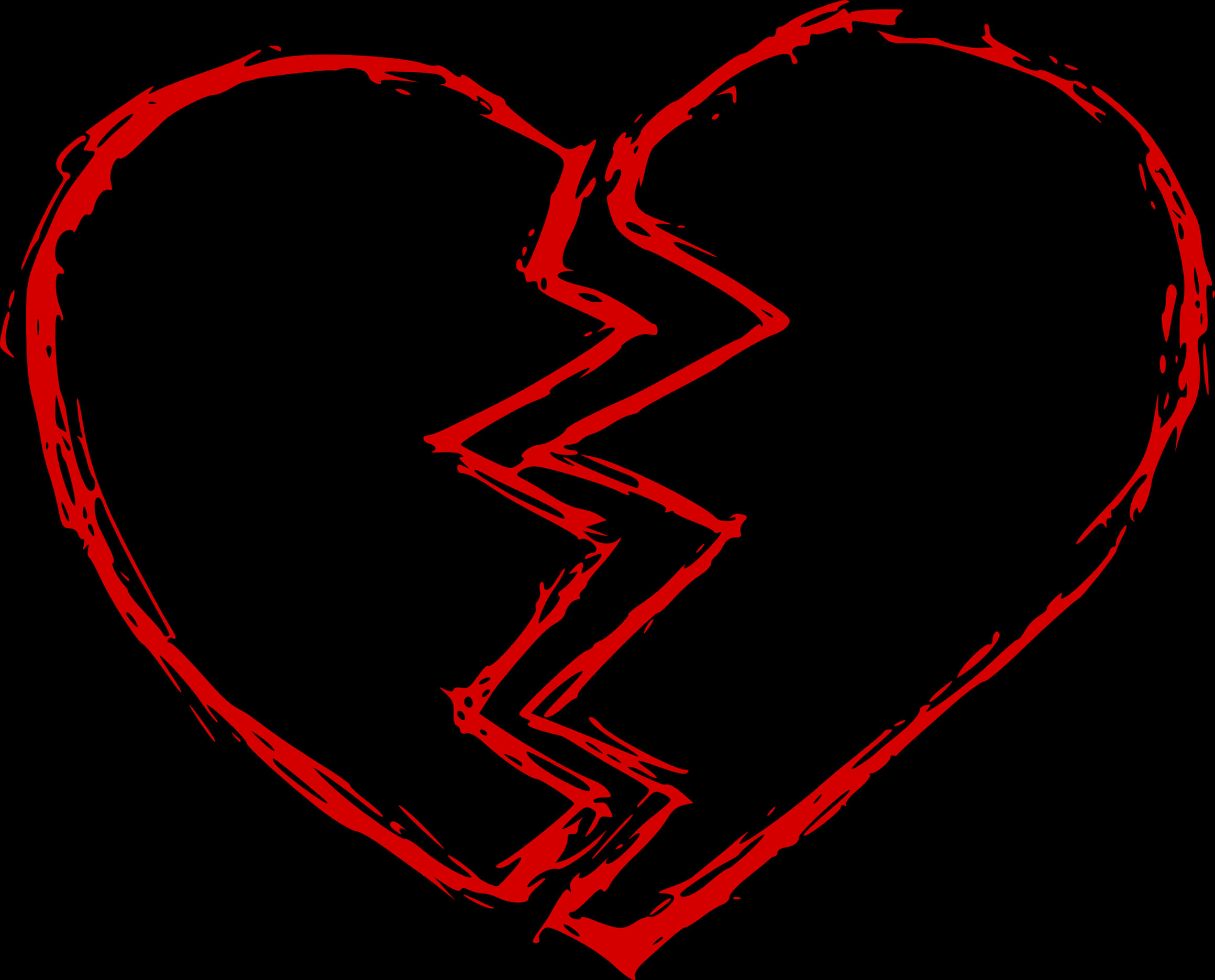 Messy Sketch Broken Heart Outline
