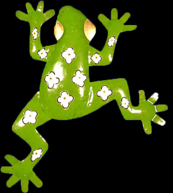 A Green Frog With White Flowers On It