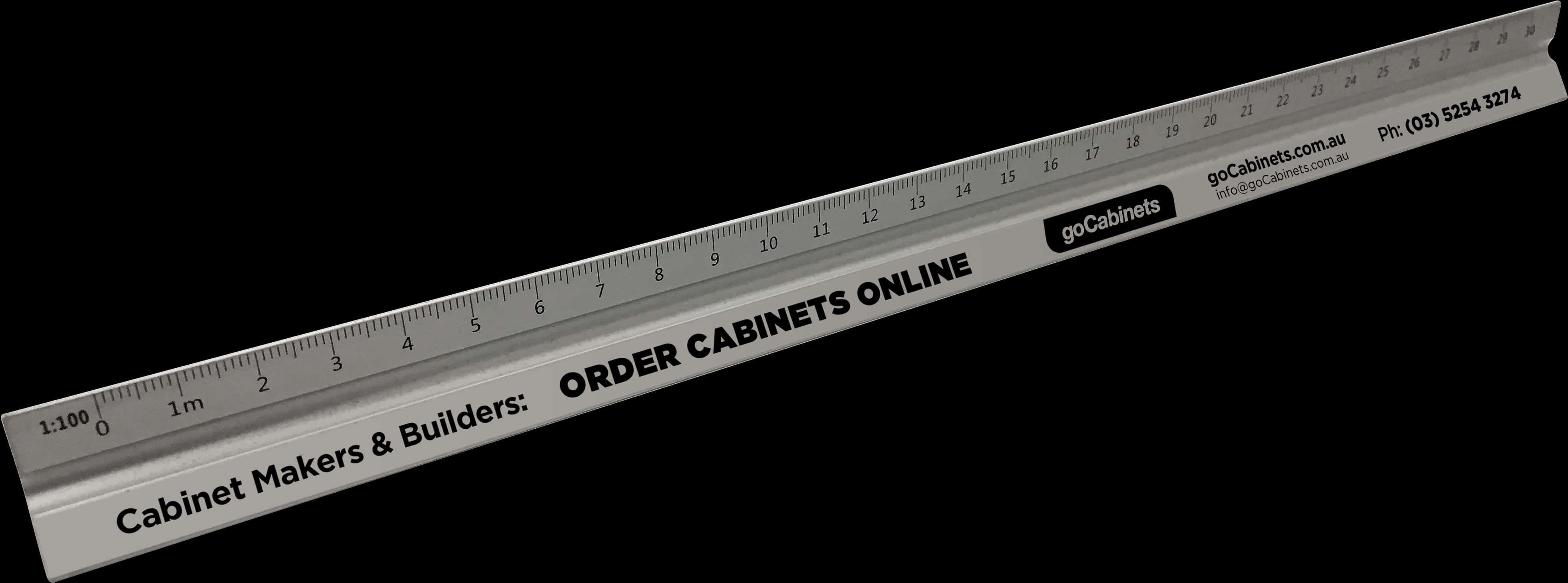 A White Ruler With Black Text