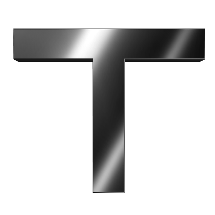 A Silver Letter T On A Black Background