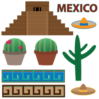 A Collection Of Cactus And A Step Pyramid