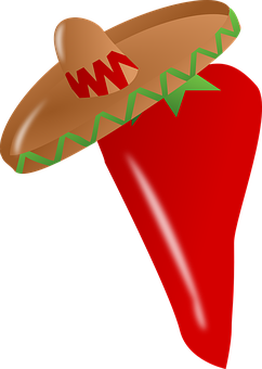 A Red Hot Chili Pepper With A Sombrero
