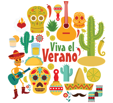 A Colorful Art Of A Skull And Cactus