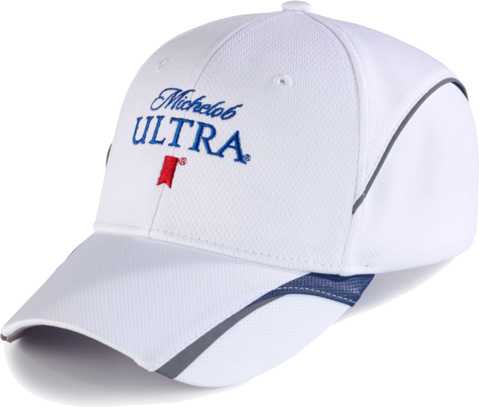 A White Hat With Blue Text