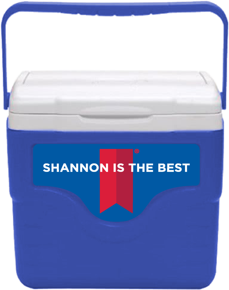 A Blue Cooler With A White Lid