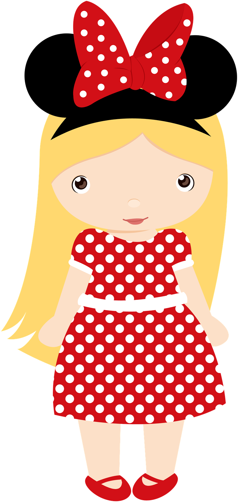A Cartoon Of A Girl In A Red Dress