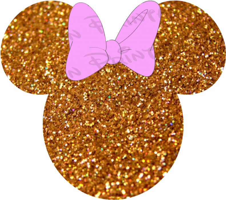 A Gold Glittery Object With A Pink Bow