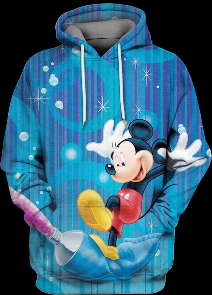A Blue Hoodie With A Cartoon Character On It
