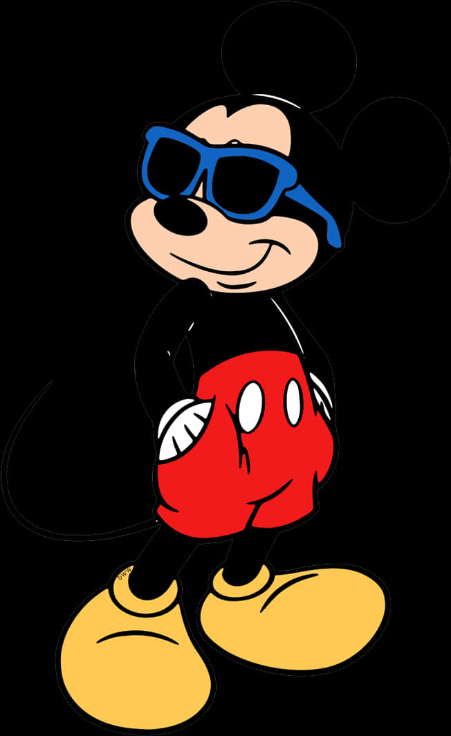 Mickey Mouse Wearing Blue Sunglasses