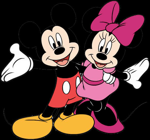 A Cartoon Of Mickey Mouse And Minnie Mouse