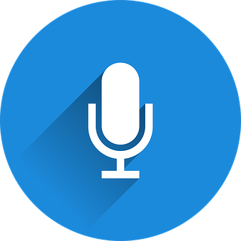 A White Microphone On A Blue Circle