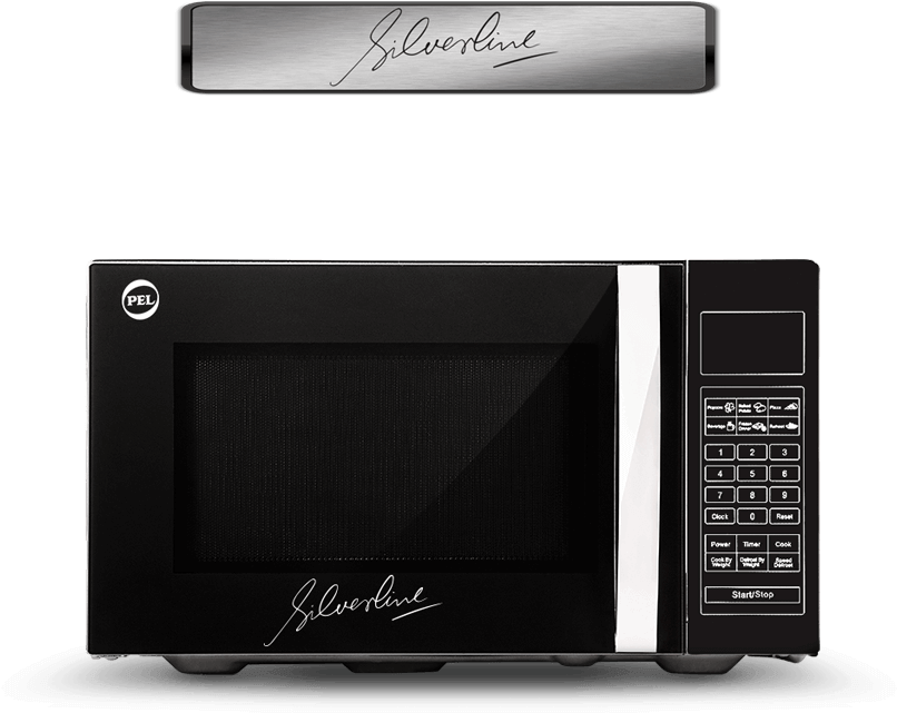 A Black And Silver Microwave