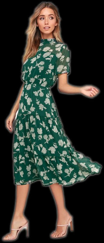 A Woman In A Green Dress