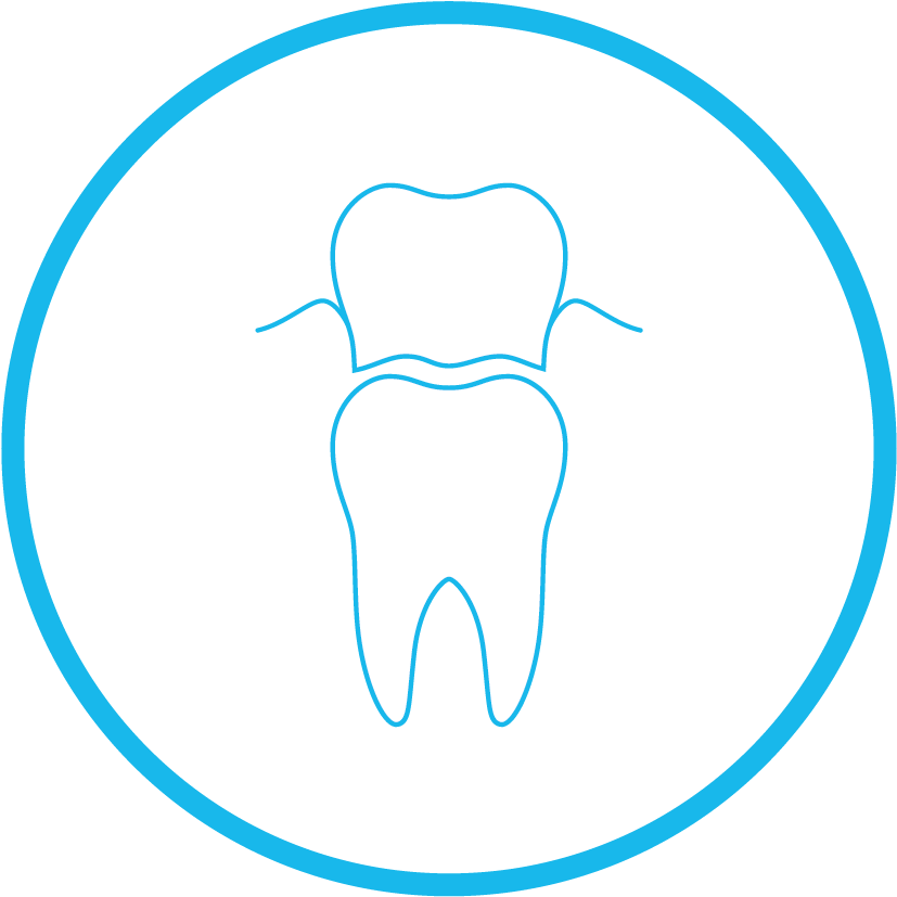 A White And Blue Tooth In A Circle