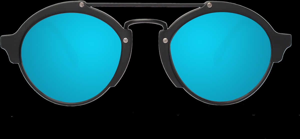 A Pair Of Sunglasses With Blue Lenses