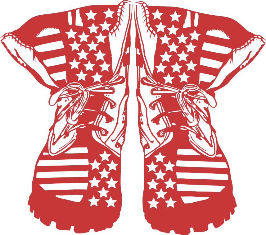 A Red And Black Pair Of Shoes With Stars And Stripes