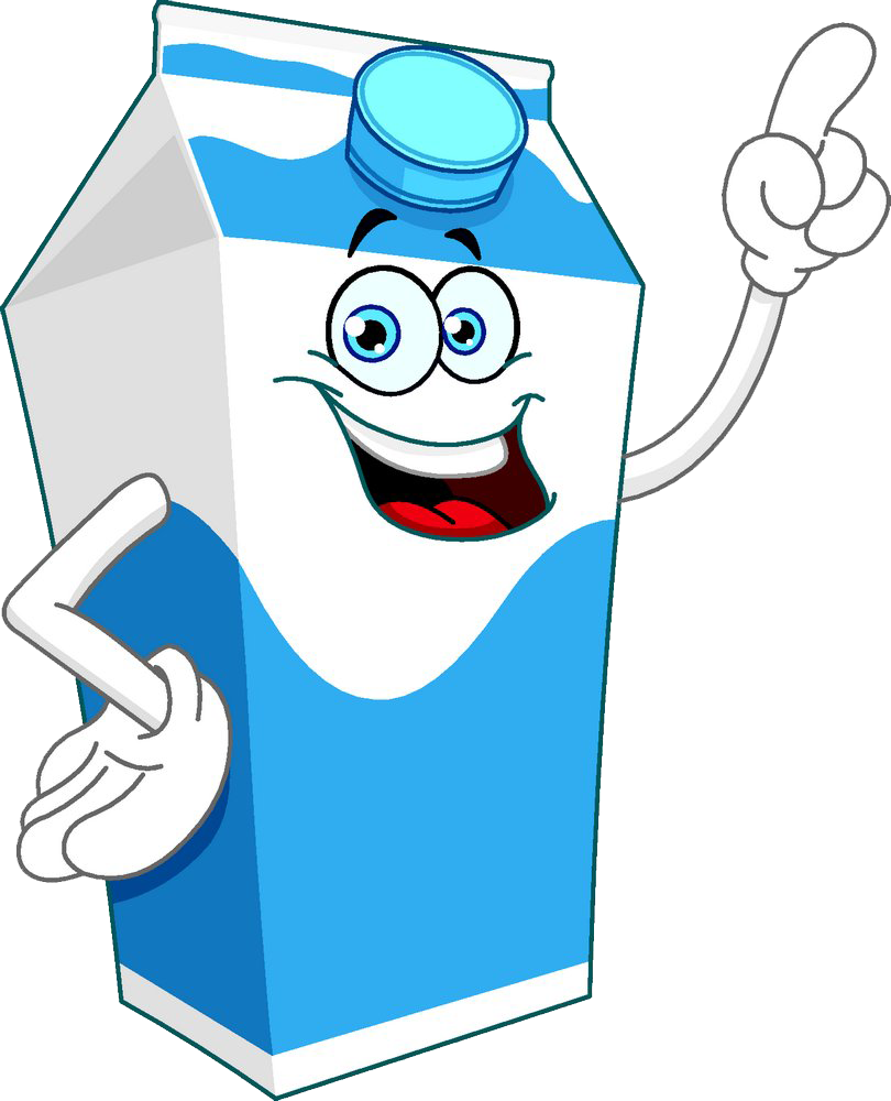 A Cartoon Milk Carton With A Blue Cap Pointing