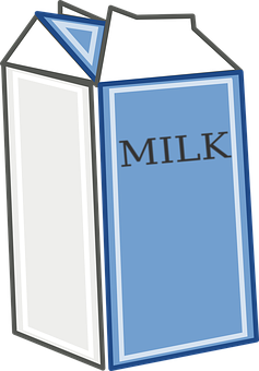 A Milk Carton With A Blue And White Carton