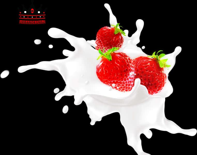 Strawberries In A Milk Splash