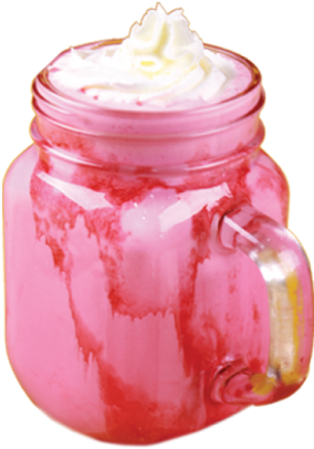 A Pink Drink In A Glass Jar