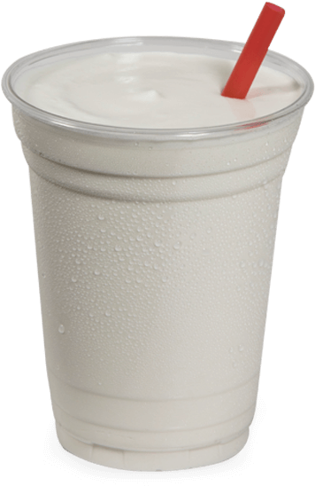 A White Drink With A Straw