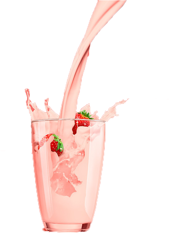 A Strawberry Splashing Into A Glass Of Pink Liquid