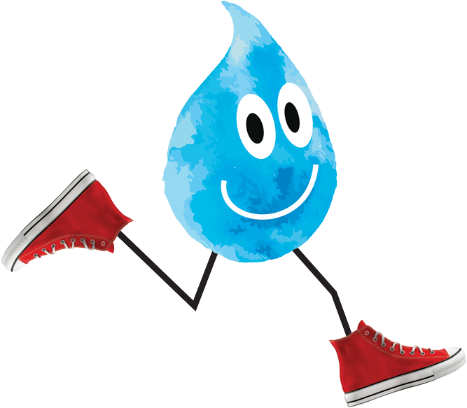 A Cartoon Water Drop With Red Shoes And Legs