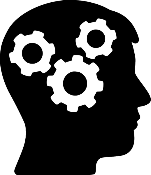 A Silhouette Of A Man's Head With Gears
