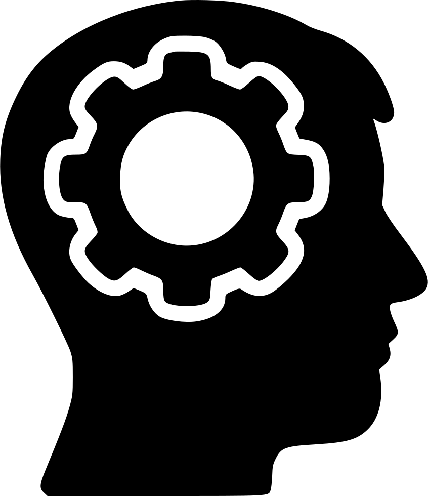 A Silhouette Of A Man's Head With A Gear In His Head