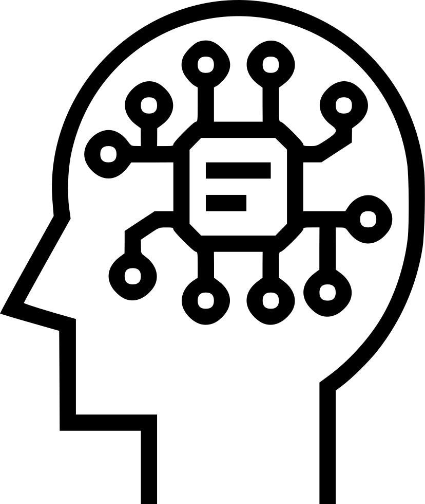 A Black Outline Of A Head With A Circuit Board Inside