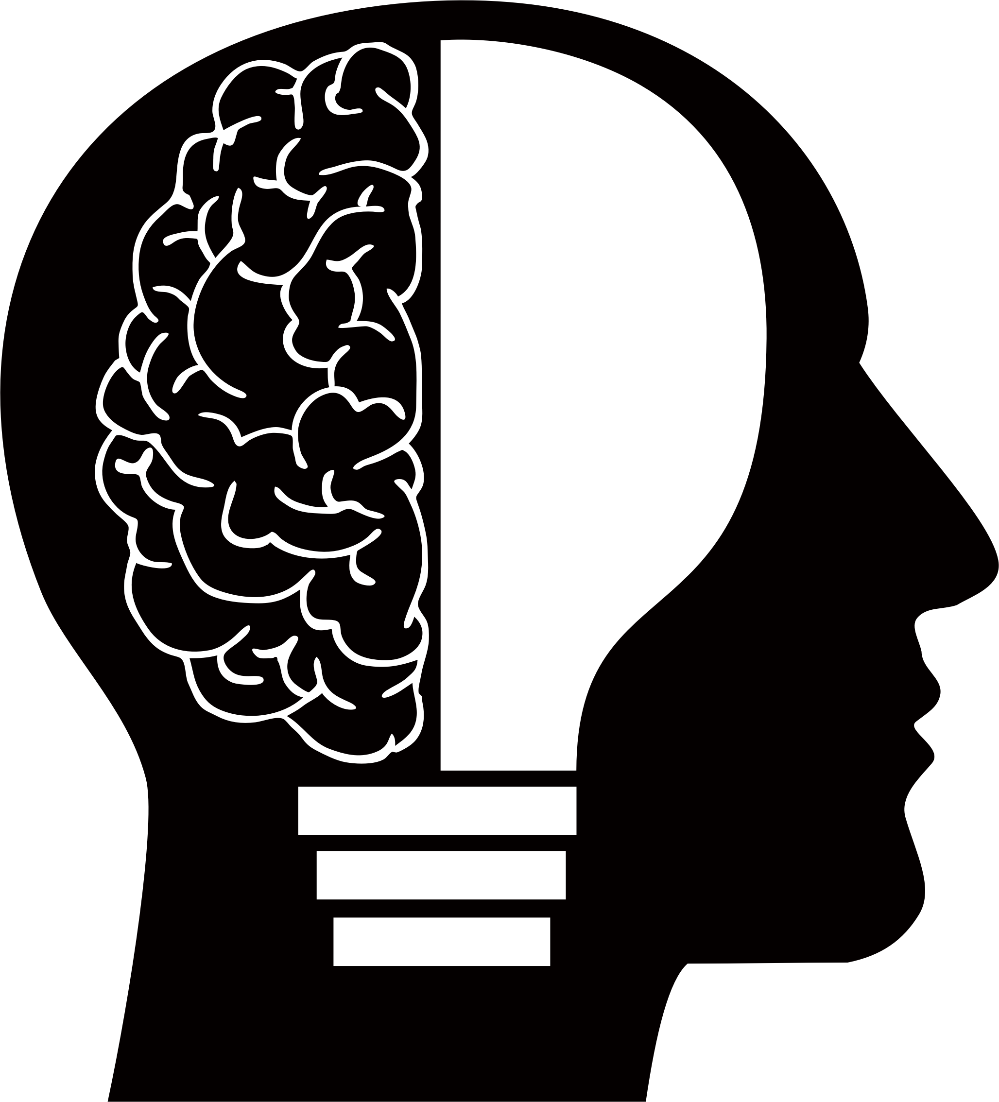 A Black Silhouette Of A Head With A Light Bulb In The Middle