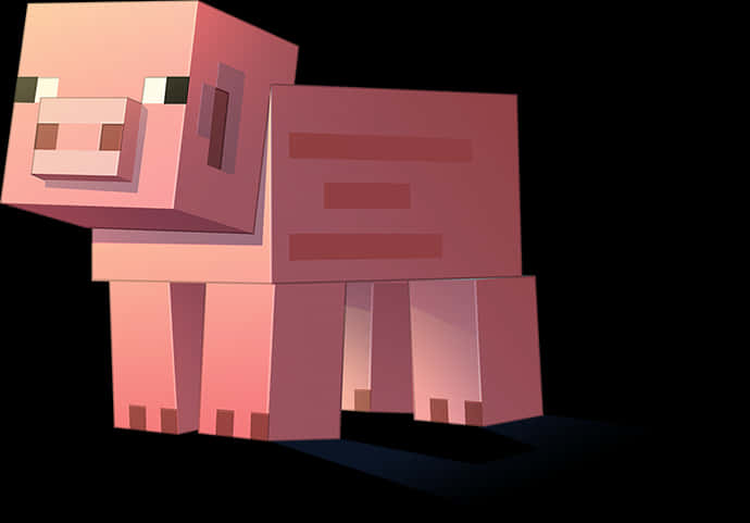 A Pink Pig Made Out Of Cubes