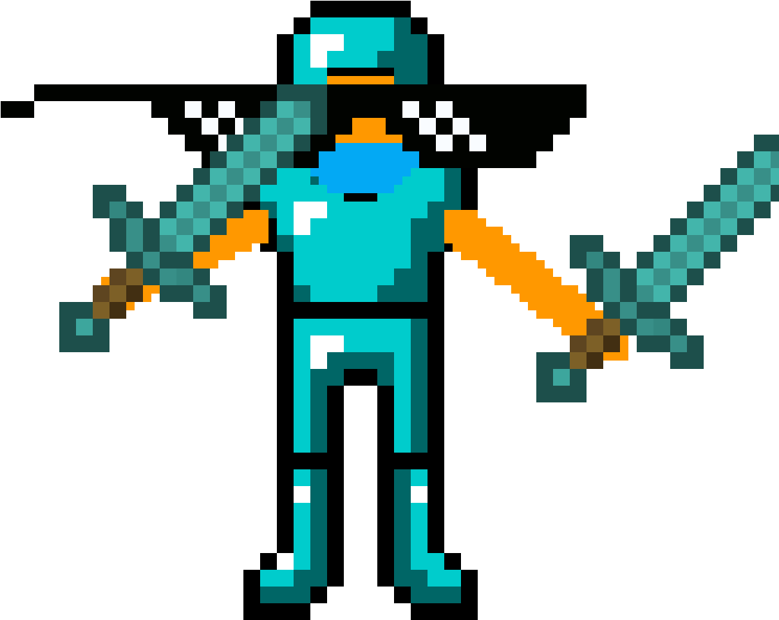 A Pixel Art Of A Person Holding Swords