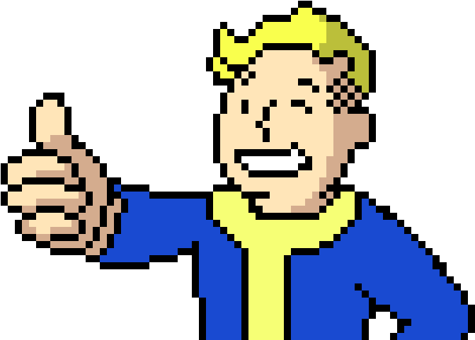 A Pixel Art Of A Man Giving A Thumbs Up