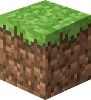 A Square Cube With Grass And Dirt