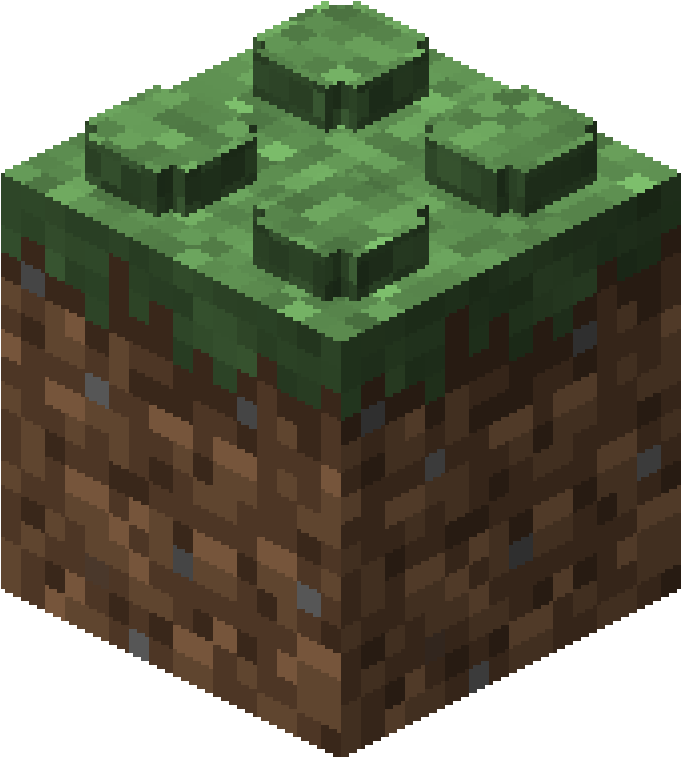 A Pixelated Cube With Green And Brown Squares