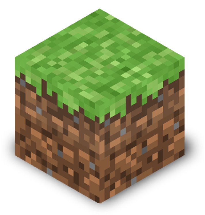 A Pixelated Cube With Grass