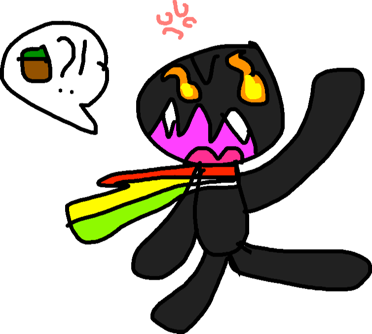 A Cartoon Of A Black Monster With A Rainbow Scarf