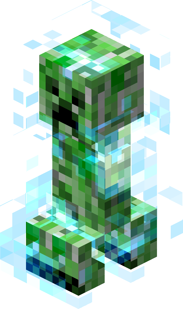 A Green Cube With Blue Squares