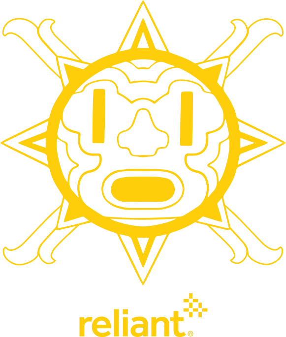 A Yellow Sun With Crossed Swords And A Face
