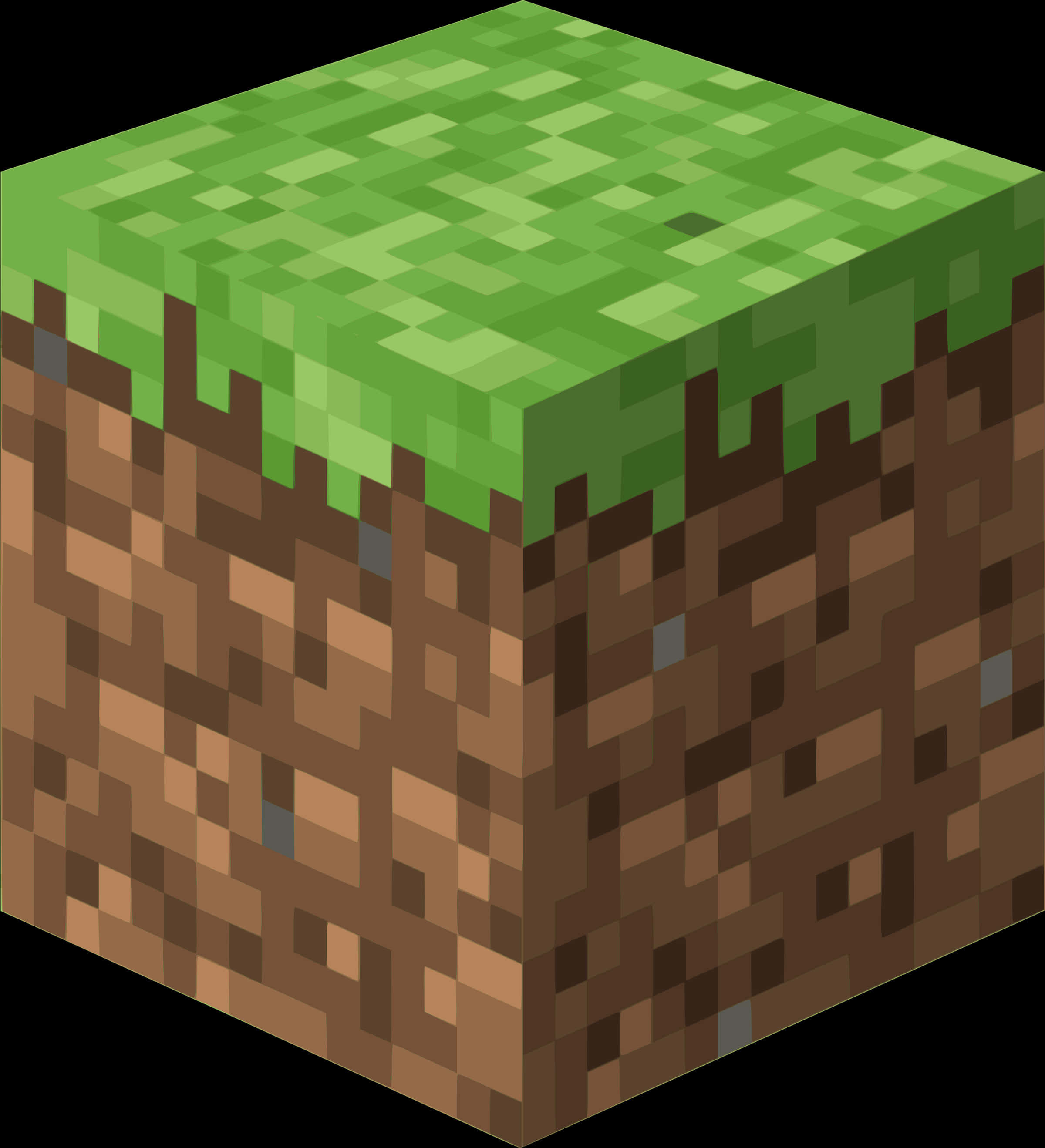 A Pixelated Cube With Green Grass