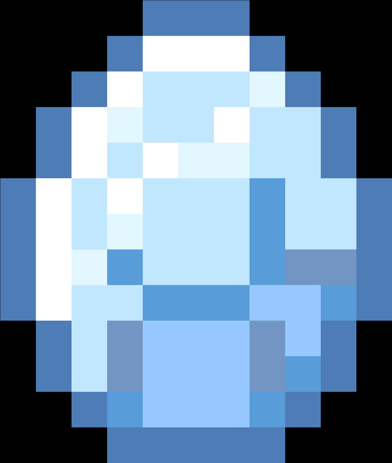 A Pixelated Image Of A Blue And White Figure