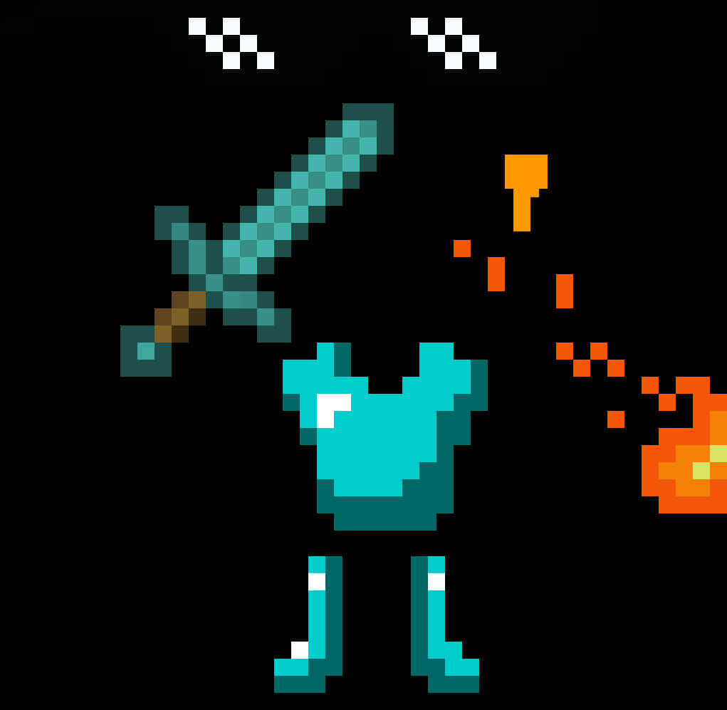 Pixel Art Of A Sword And Fire