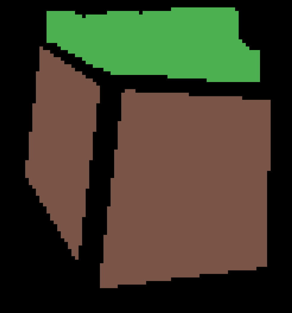 A Pixelated Cube With Green And Brown Color