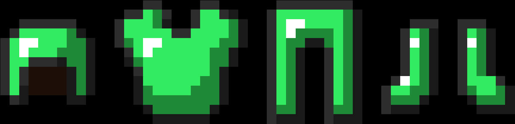 A Green And Black Pixelated Objects